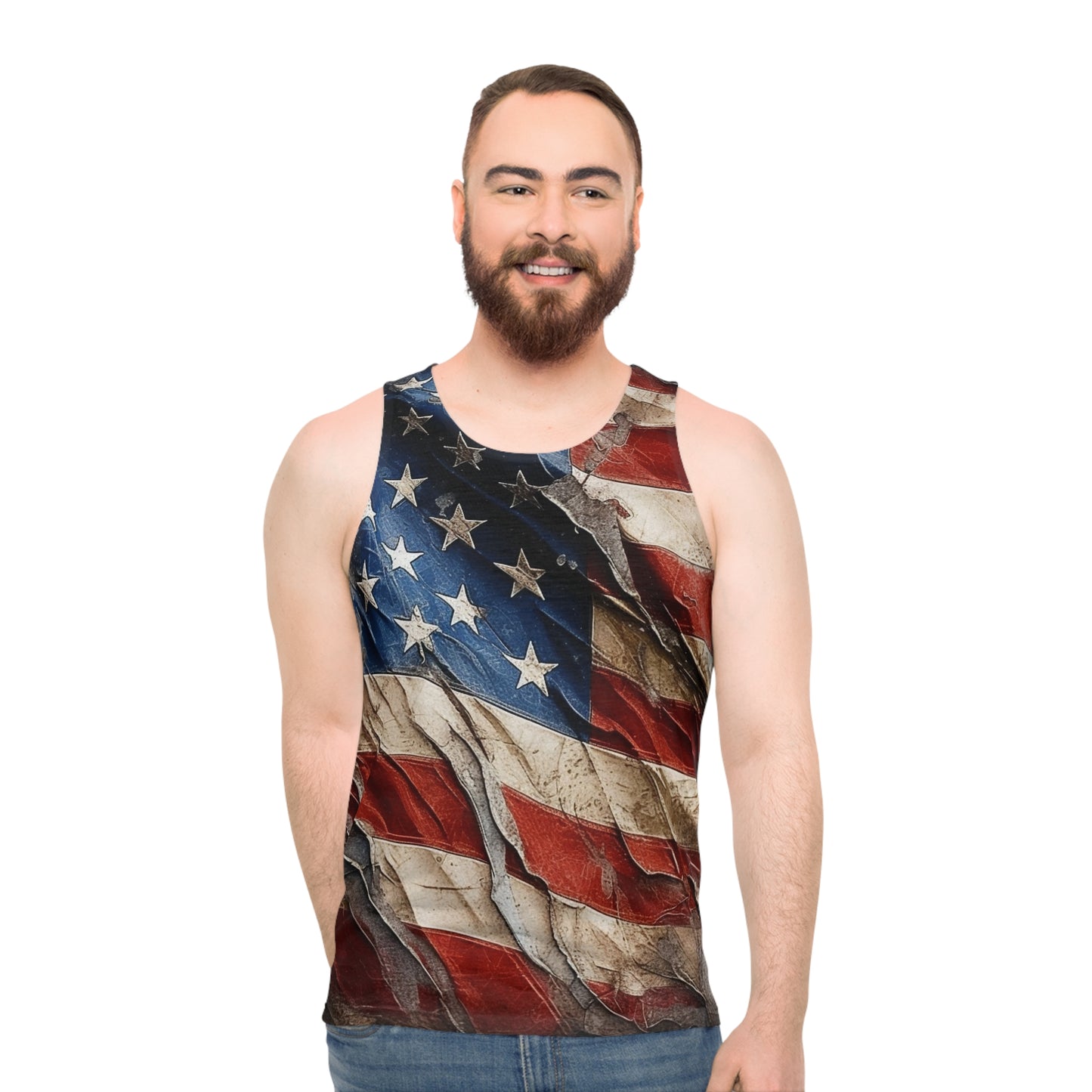 Distressed American Flag Unisex Tank Top (AOP)