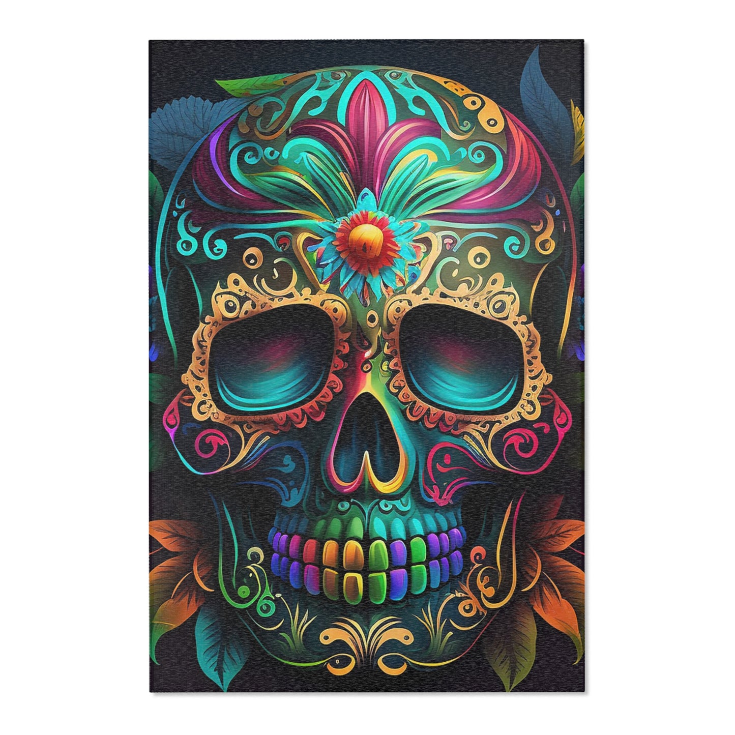 Flower Sugar Skull Area Rug