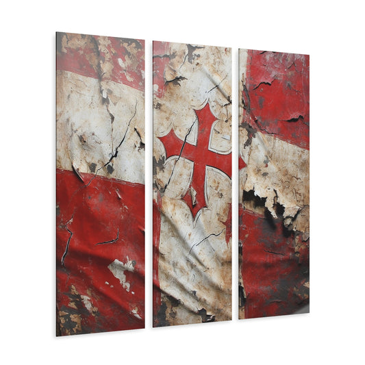 Tattered Templar Flag Acrylic Prints (Triptych)