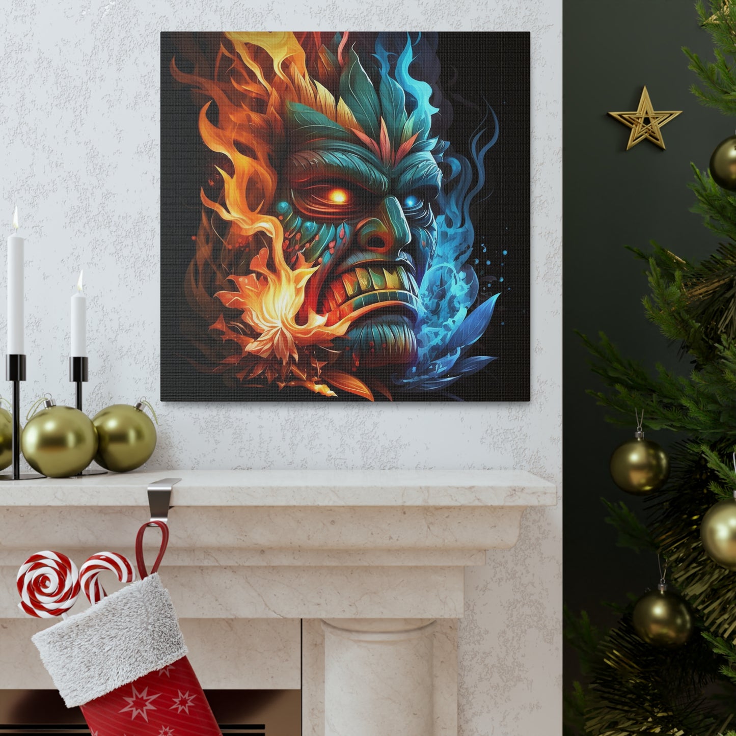 Smoke & Flame Tiki Canvas Gallery Wraps