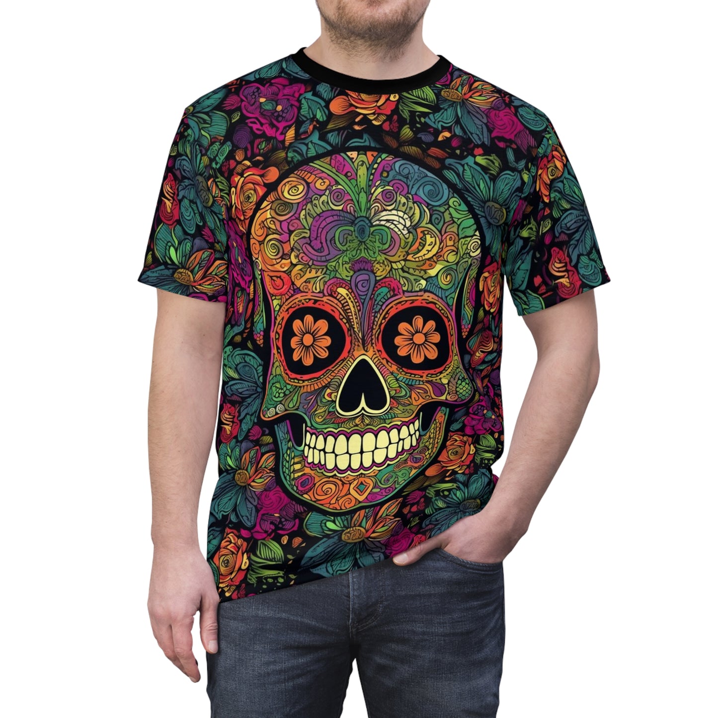 Retro Sugar Skull Unisex Cut & Sew Tee