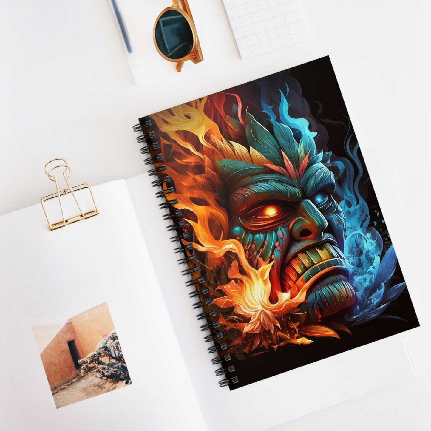 Smoke & Flame Tiki Spiral Notebook - Ruled Line