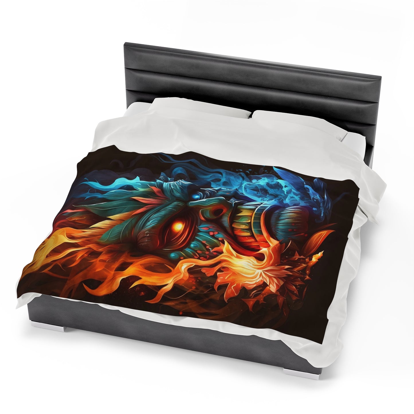 Smoke & Flame Tiki Velveteen Plush Blanket
