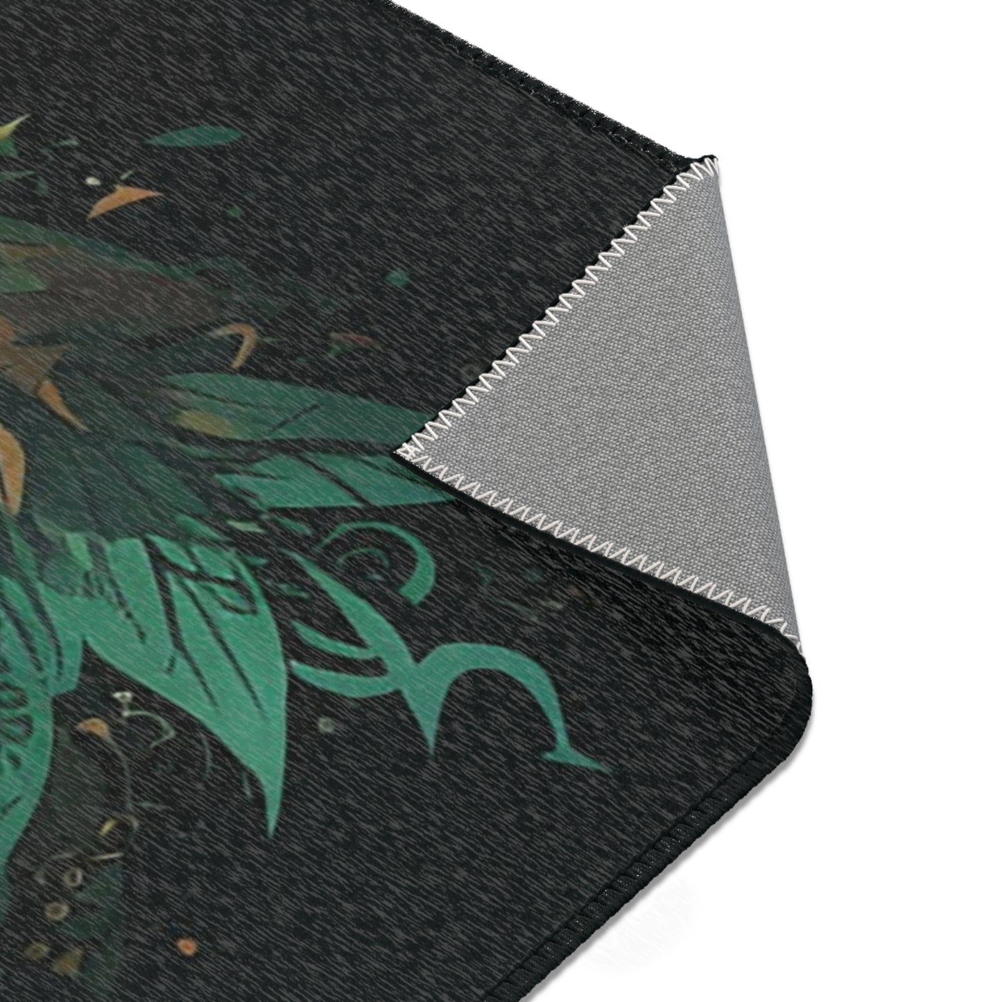 Green & Gold Sugar Skull Area Rug