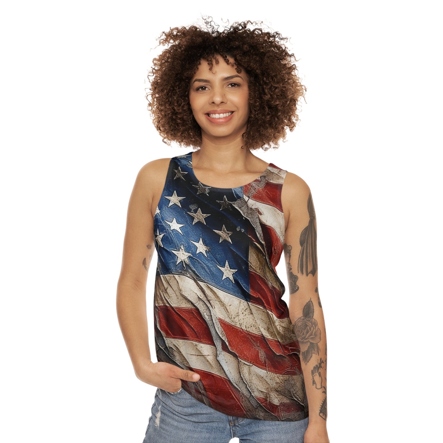 Distressed American Flag Unisex Tank Top (AOP)