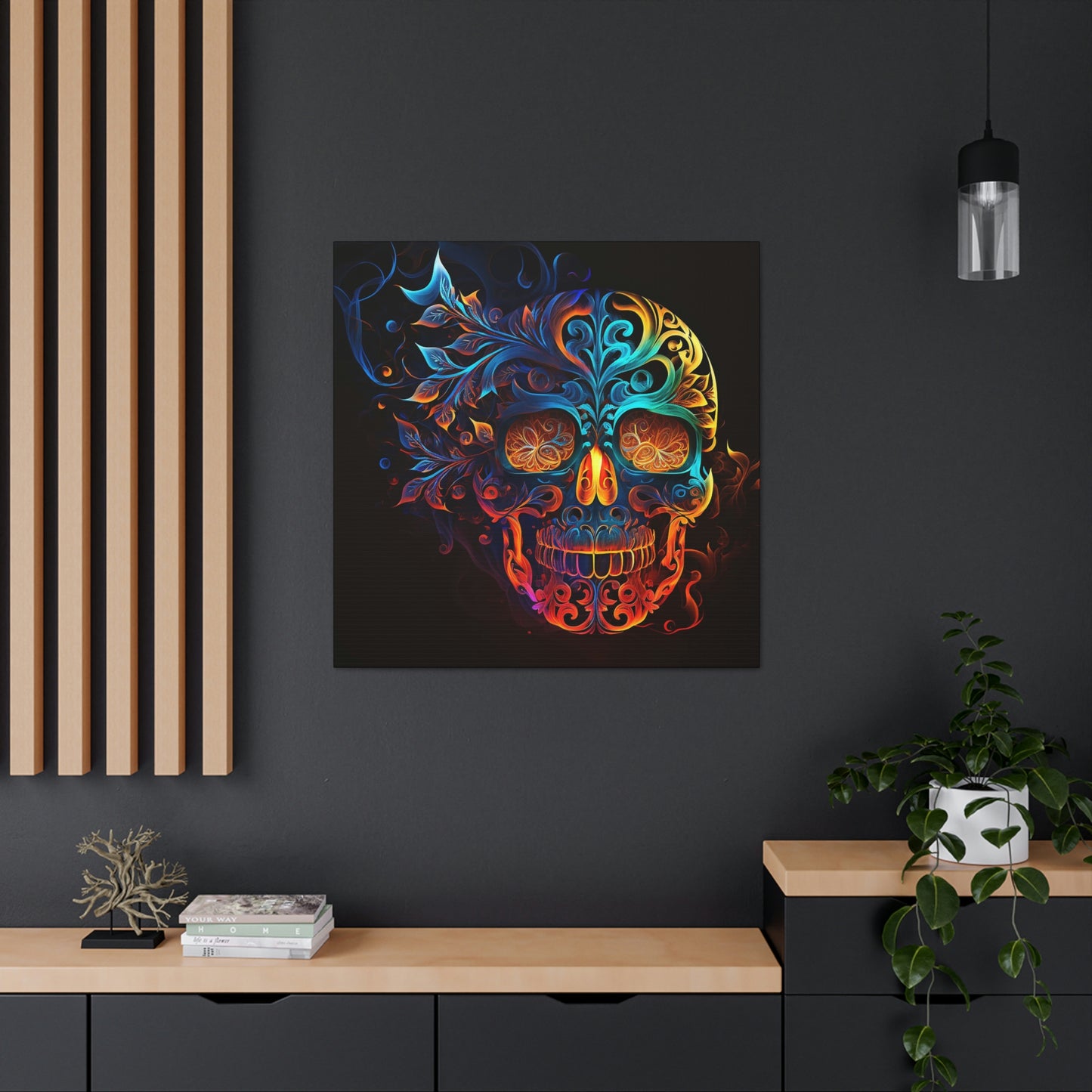 Elemental Flame Sugar Skull Canvas Gallery Wraps