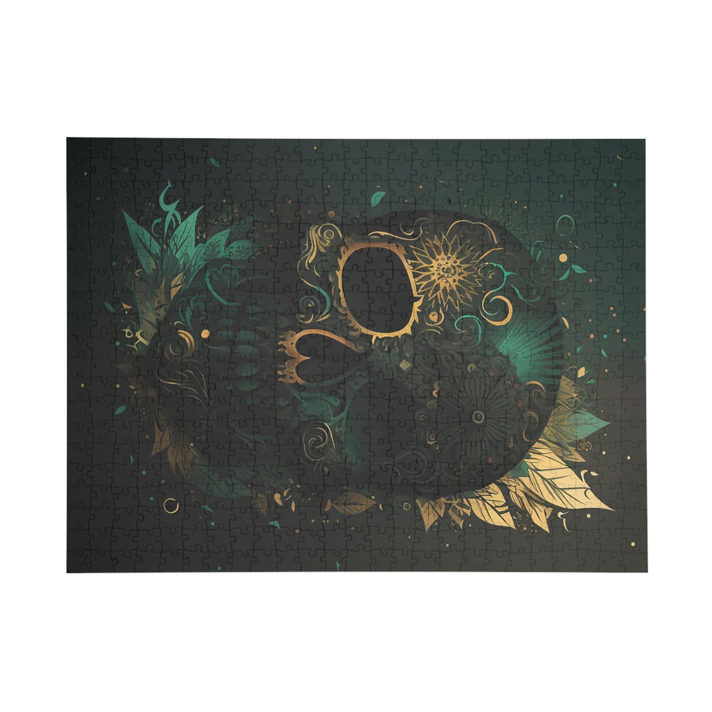 Green and Gold Skull Puzzle (96, 252, 500, 1000-Piece)