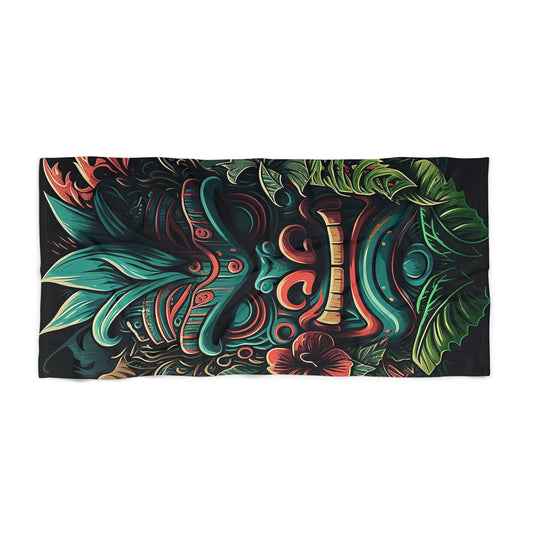 Green Tiki Beach Towel