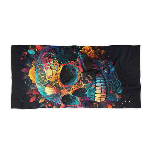 Blue Sugar Skull Beach Towel