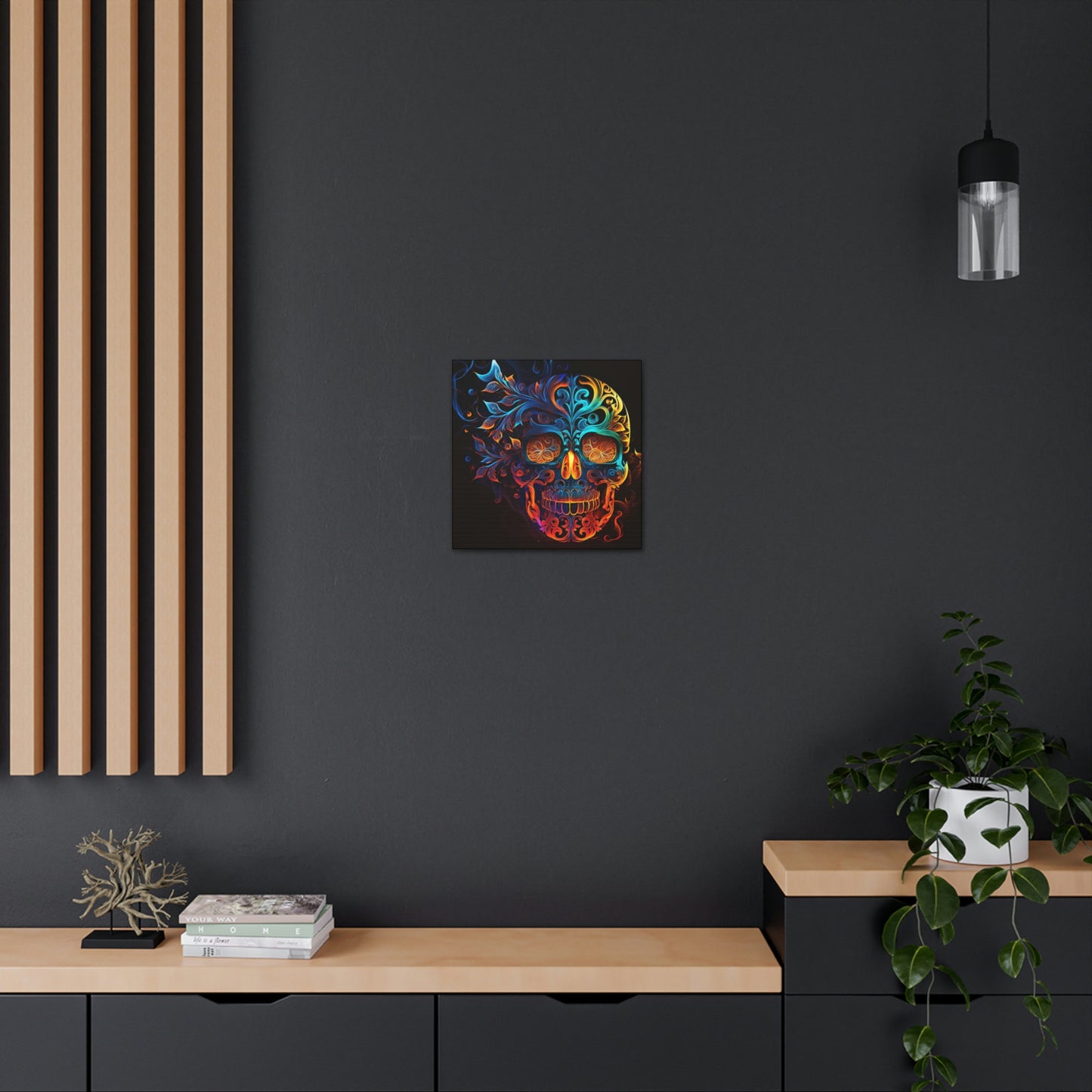 Elemental Flame Sugar Skull Canvas Gallery Wraps