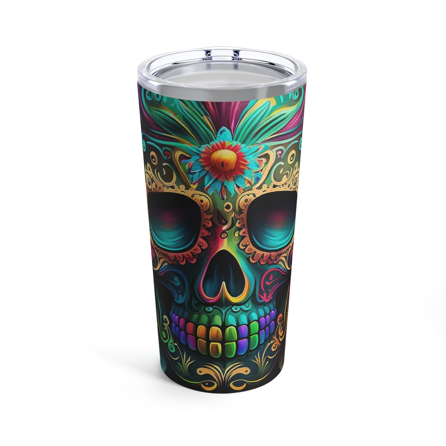 Flowered Sugar Skull Tumbler 20oz