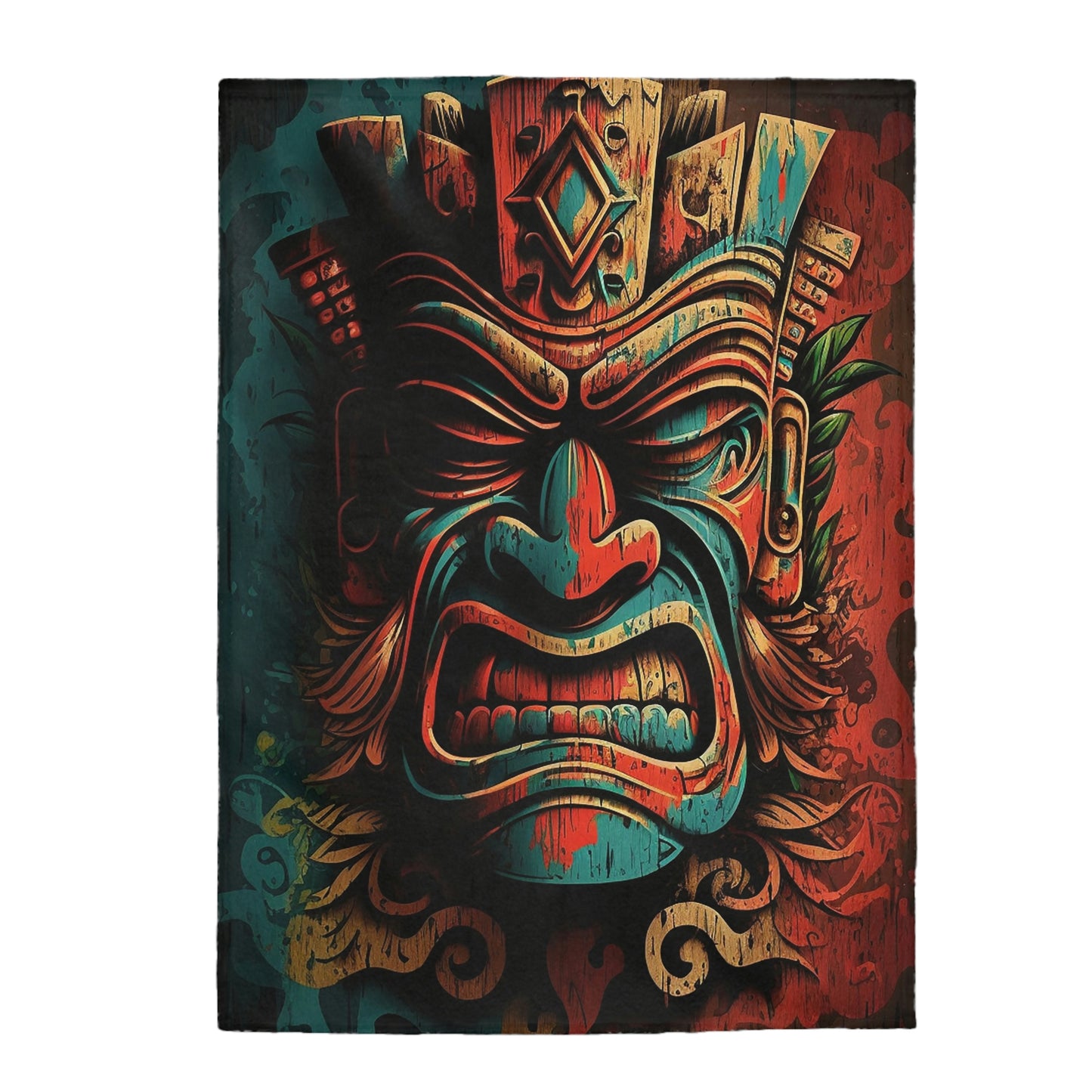 Angry Tiki Velveteen Plush Blanket