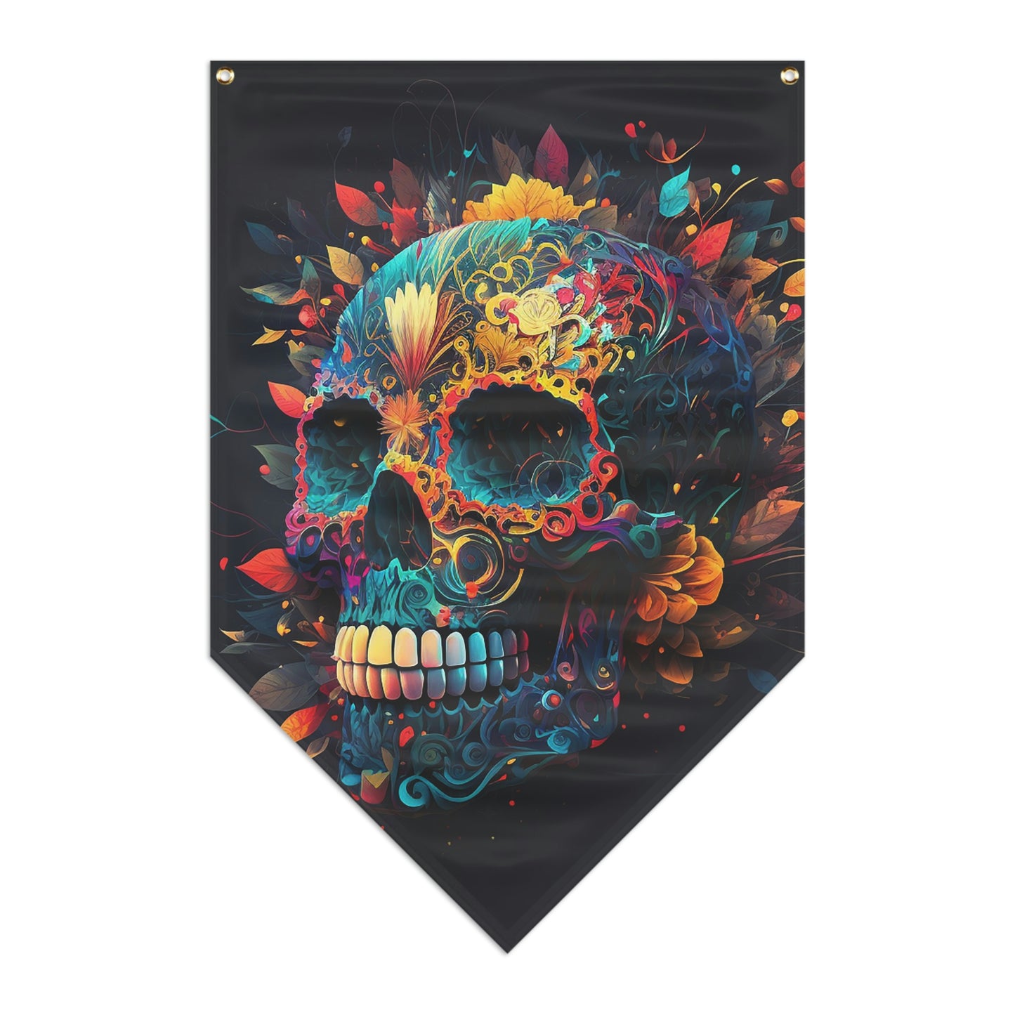 Blue Sugar Skull Pennant Banner