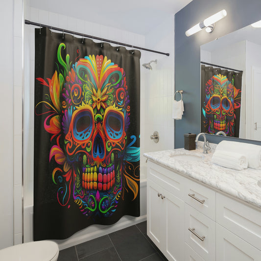 Neon Sugar Skull Shower Curtains