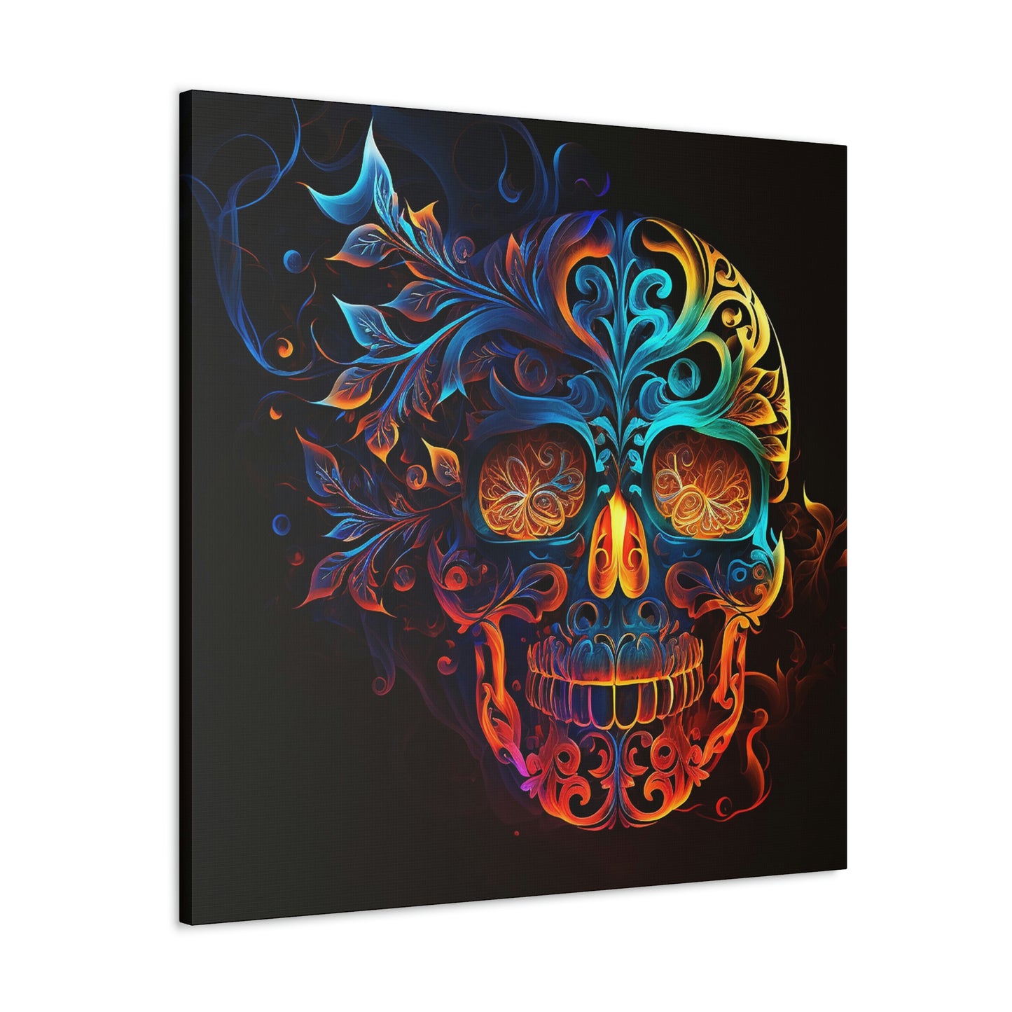 Elemental Flame Sugar Skull Canvas Gallery Wraps