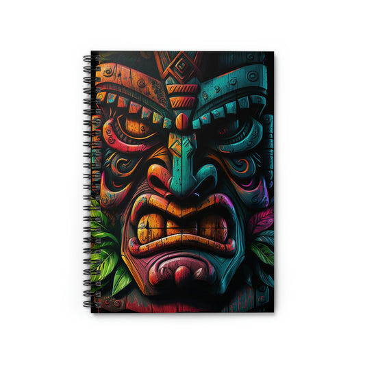 Two Face Tiki Spiral Notebook - Ruled Line