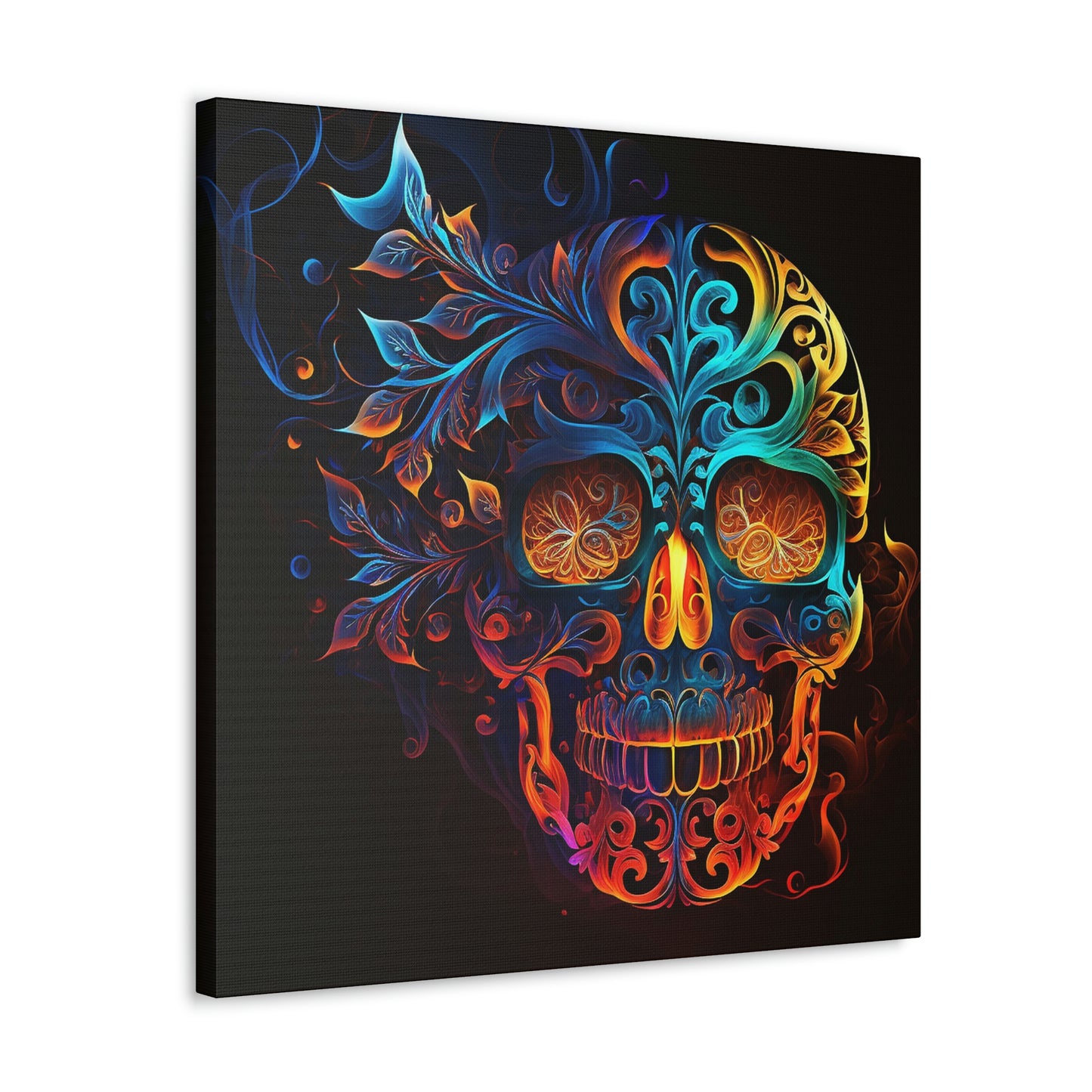 Elemental Flame Sugar Skull Canvas Gallery Wraps