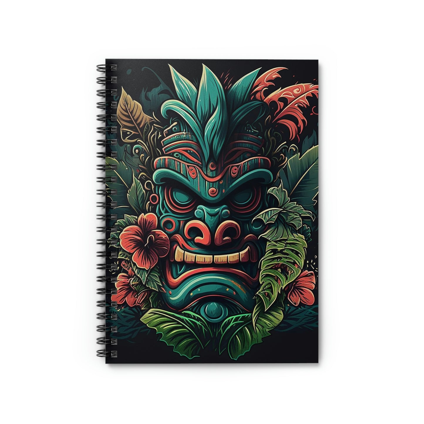 Green Tiki Spiral Notebook - Ruled Line
