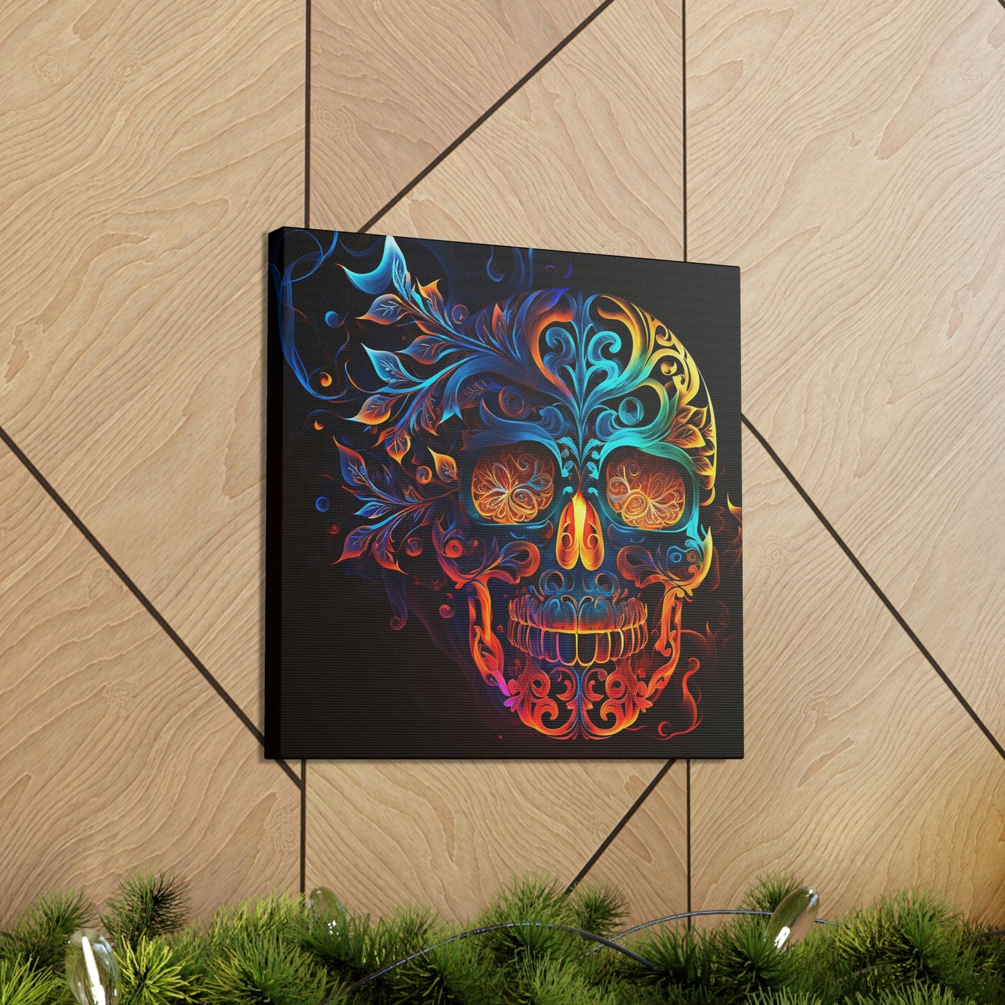 Elemental Flame Sugar Skull Canvas Gallery Wraps