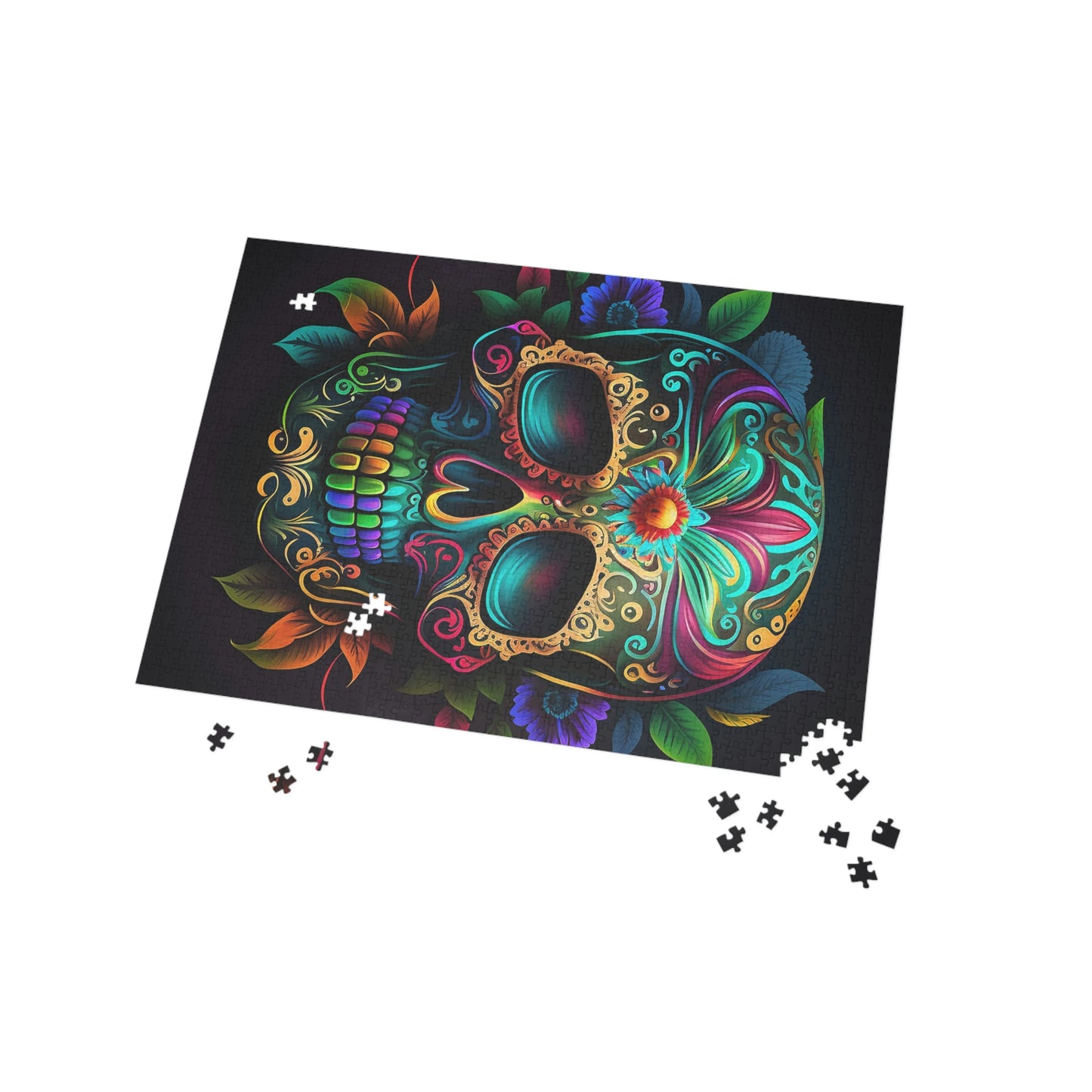 Flowered Sugar Skull Puzzle (96, 252, 500, 1000-Piece)