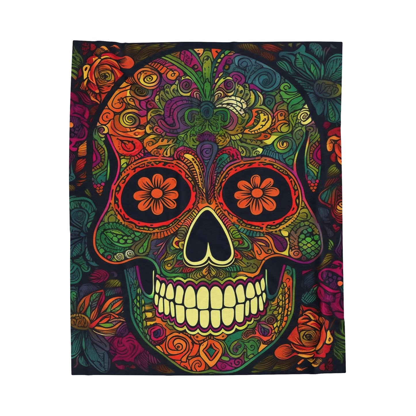 Retro Sugar Skull Velveteen Plush Blanket