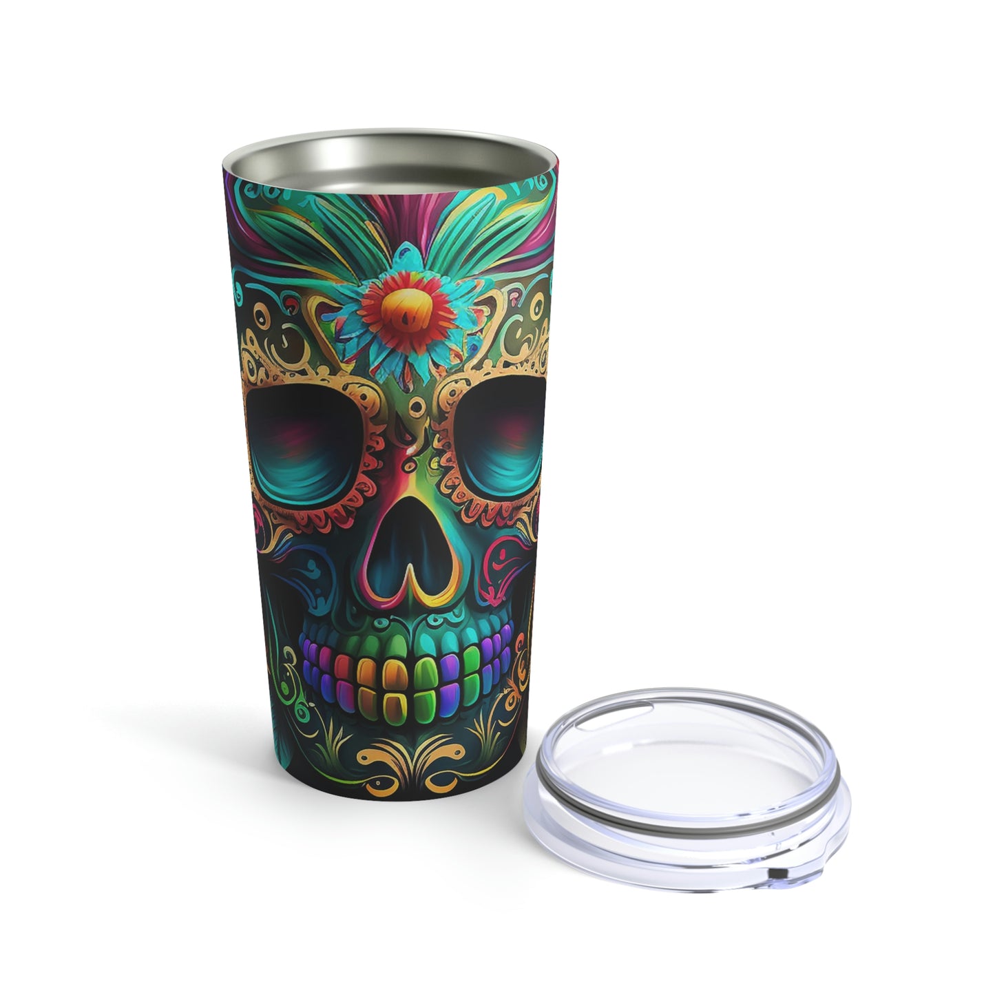 Flowered Sugar Skull Tumbler 20oz