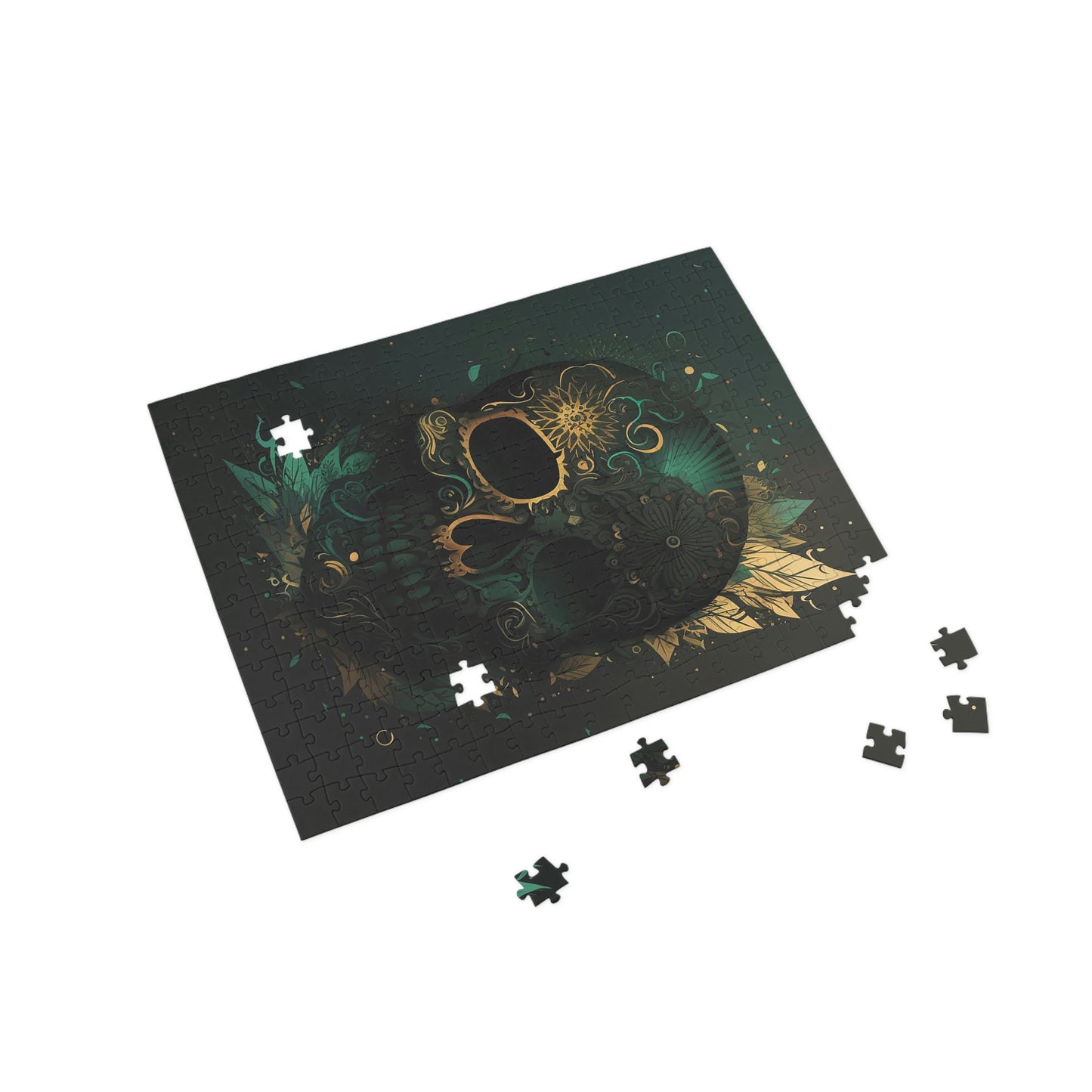 Green and Gold Skull Puzzle (96, 252, 500, 1000-Piece)