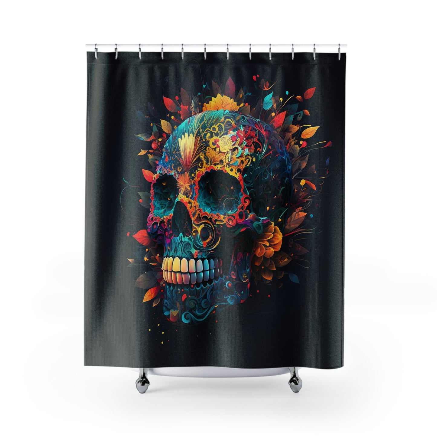 Blue Sugar Skull Shower Curtains