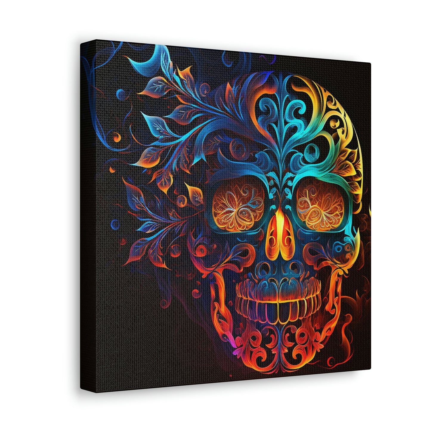 Elemental Flame Sugar Skull Canvas Gallery Wraps