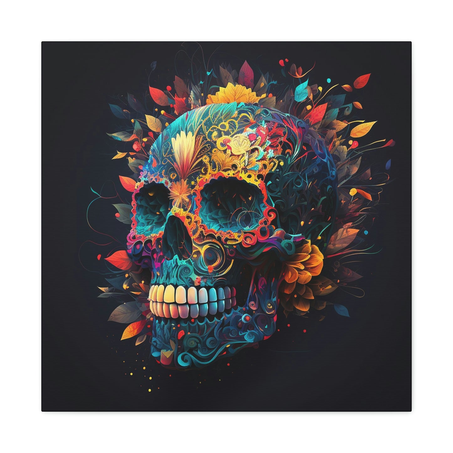 Blue Sugar Skull Canvas Gallery Wraps