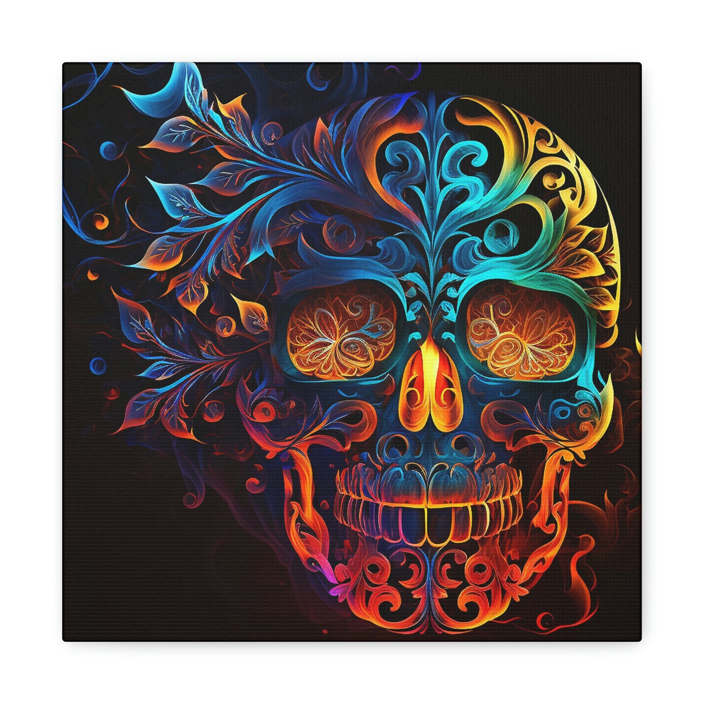 Elemental Flame Sugar Skull Canvas Gallery Wraps