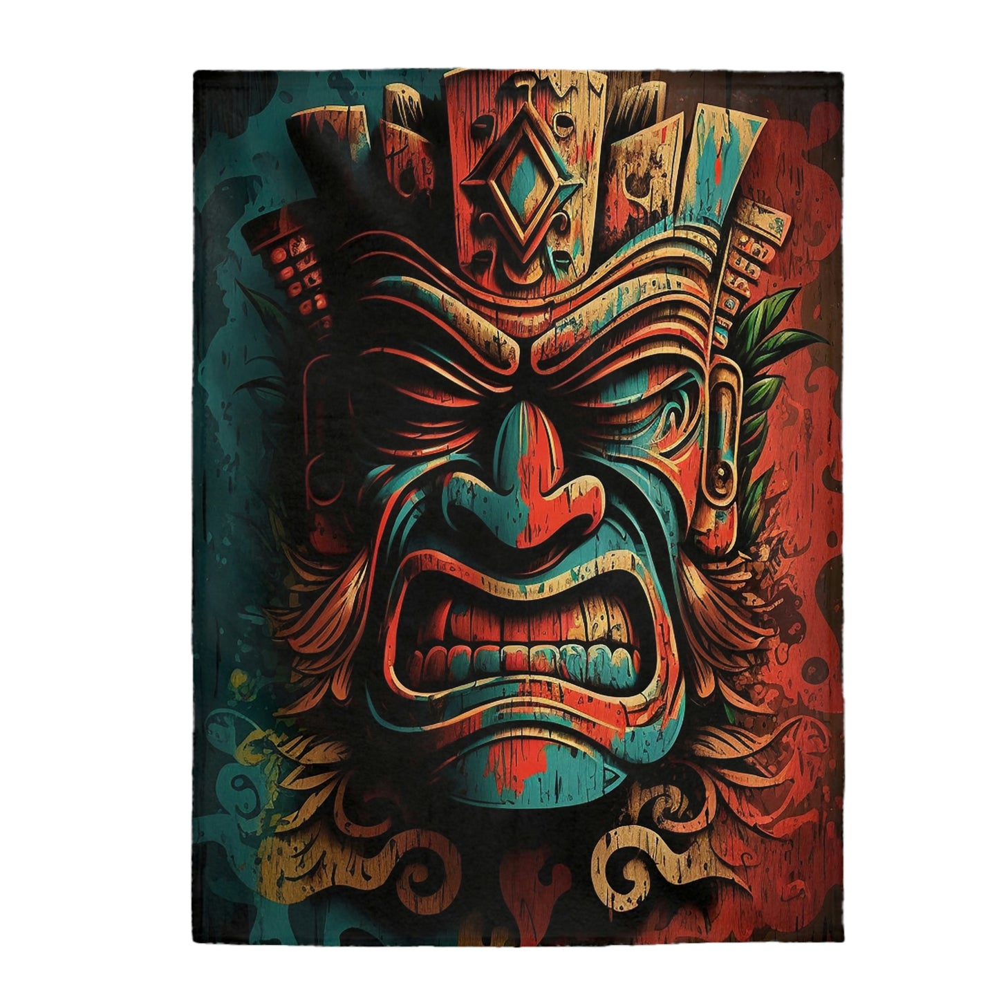 Angry Tiki Velveteen Plush Blanket
