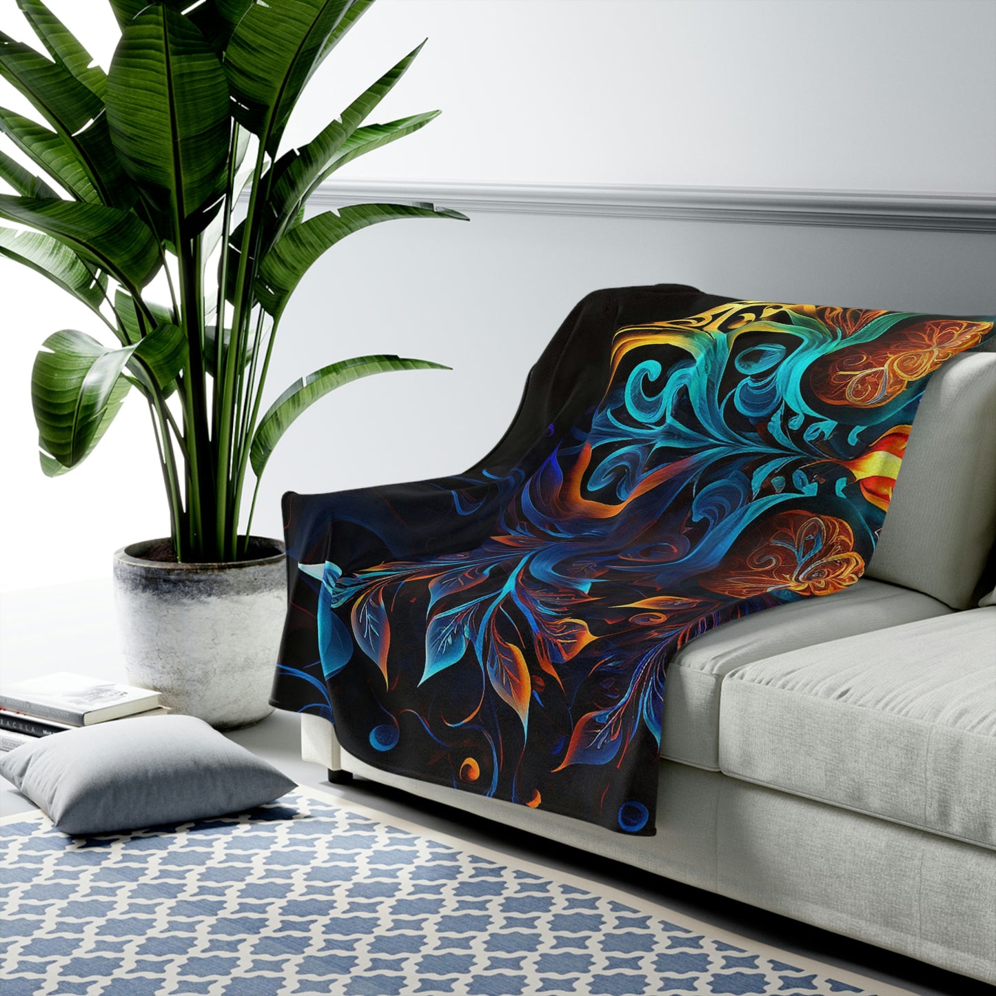 Elemental Flame Sugar Skull Velveteen Plush Blanket