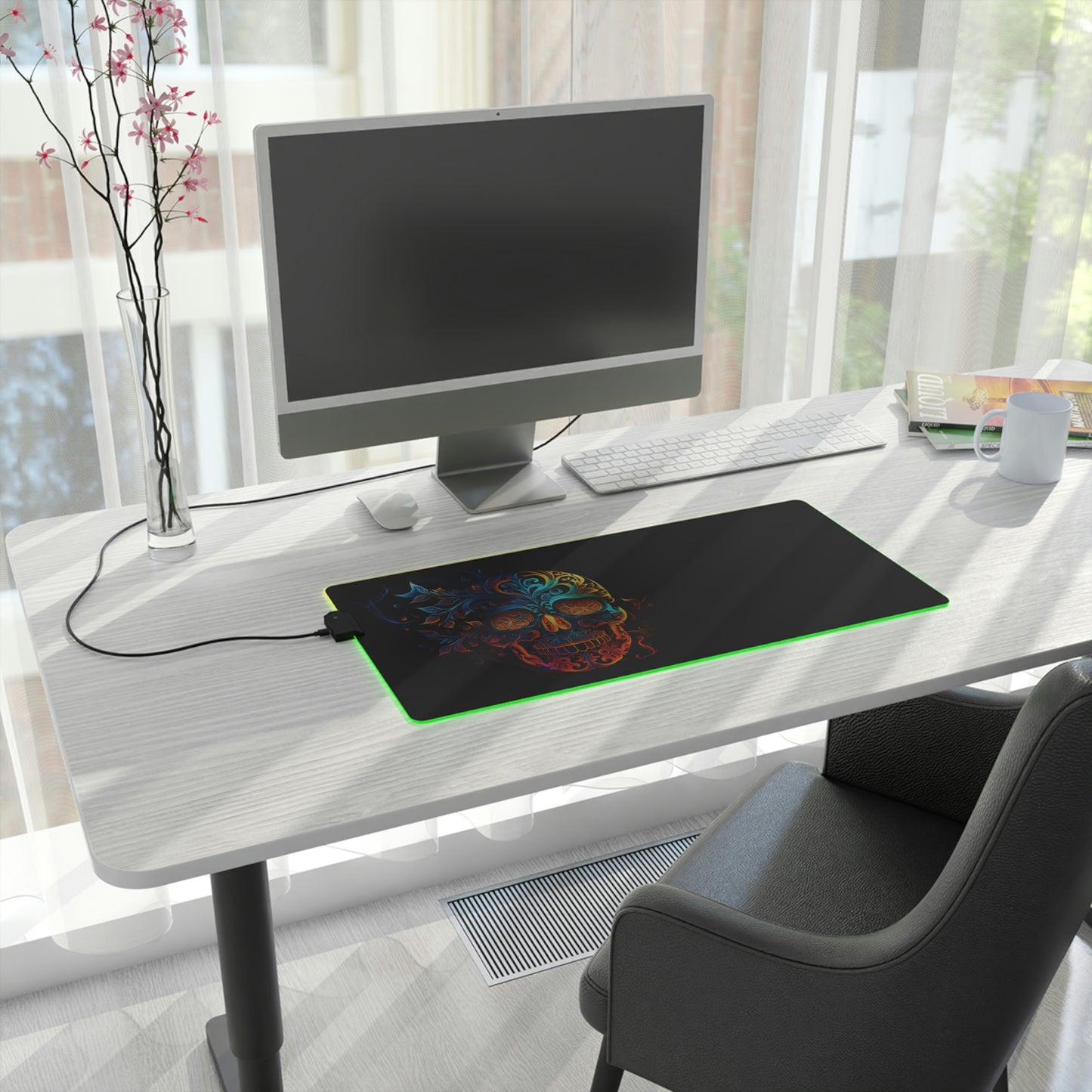 Elemental Flame Sugar Skull LED Gaming Mouse Pad