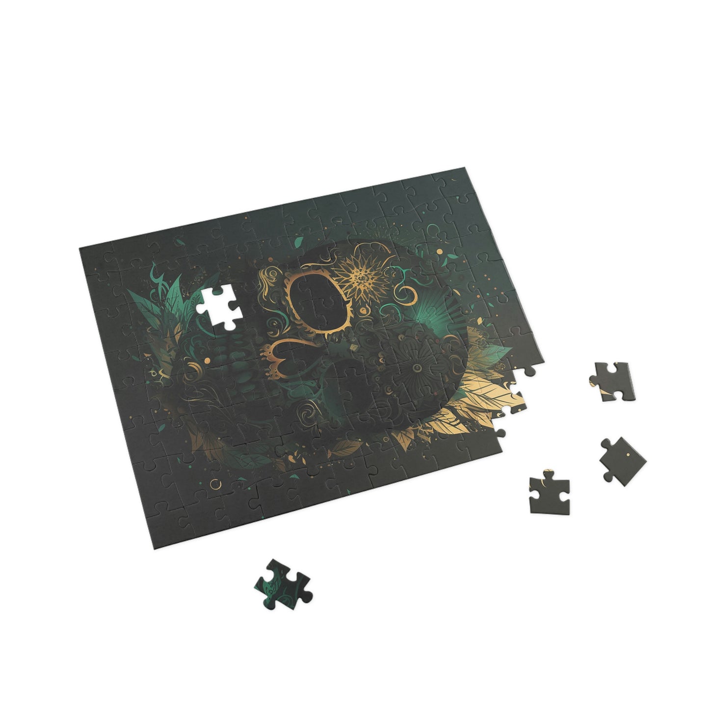 Green and Gold Skull Puzzle (96, 252, 500, 1000-Piece)