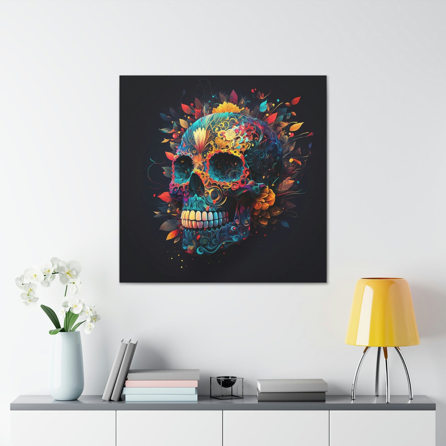 Blue Sugar Skull Canvas Gallery Wraps