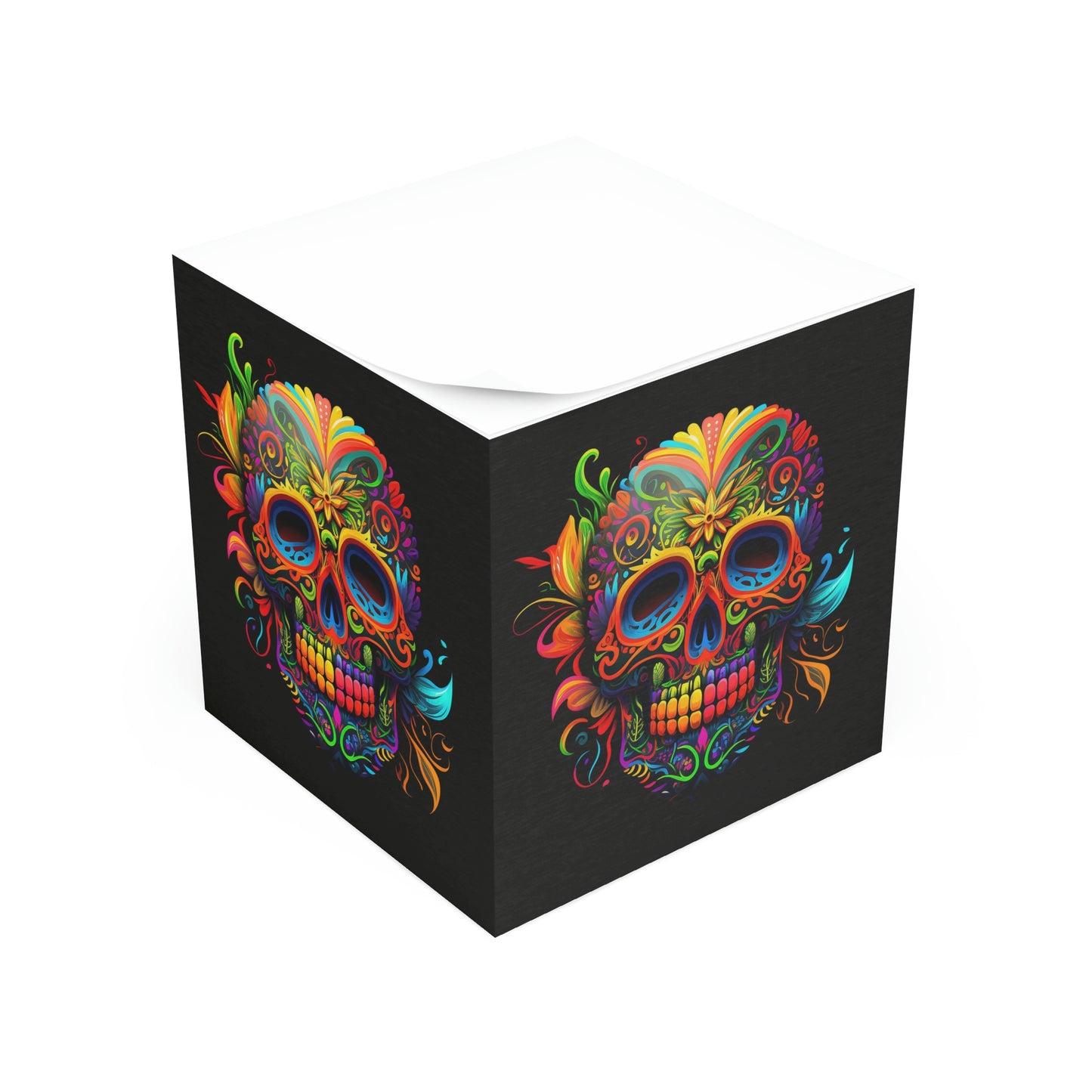Neon Sugar Skull Note Cube