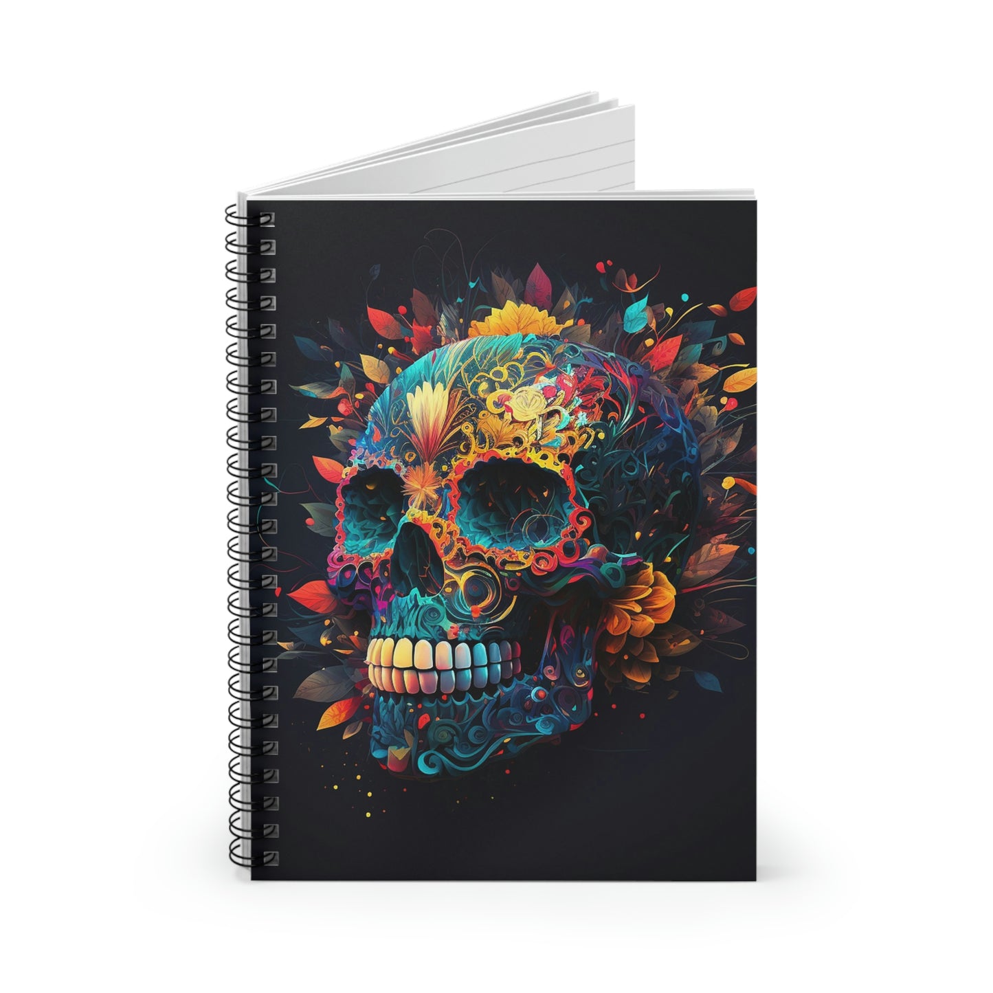 Blue Sugar Skull Spiral Notebook - Ruled Line