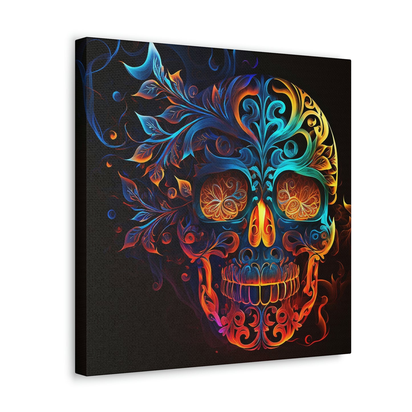 Elemental Flame Sugar Skull Canvas Gallery Wraps