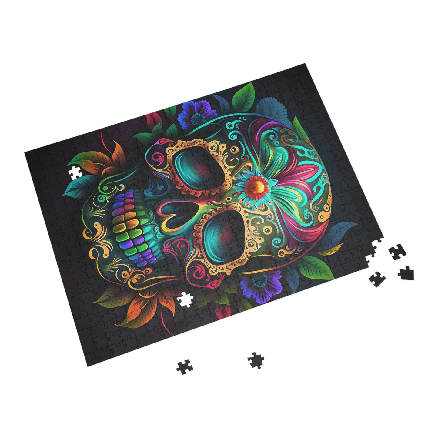 Flowered Sugar Skull Puzzle (96, 252, 500, 1000-Piece)