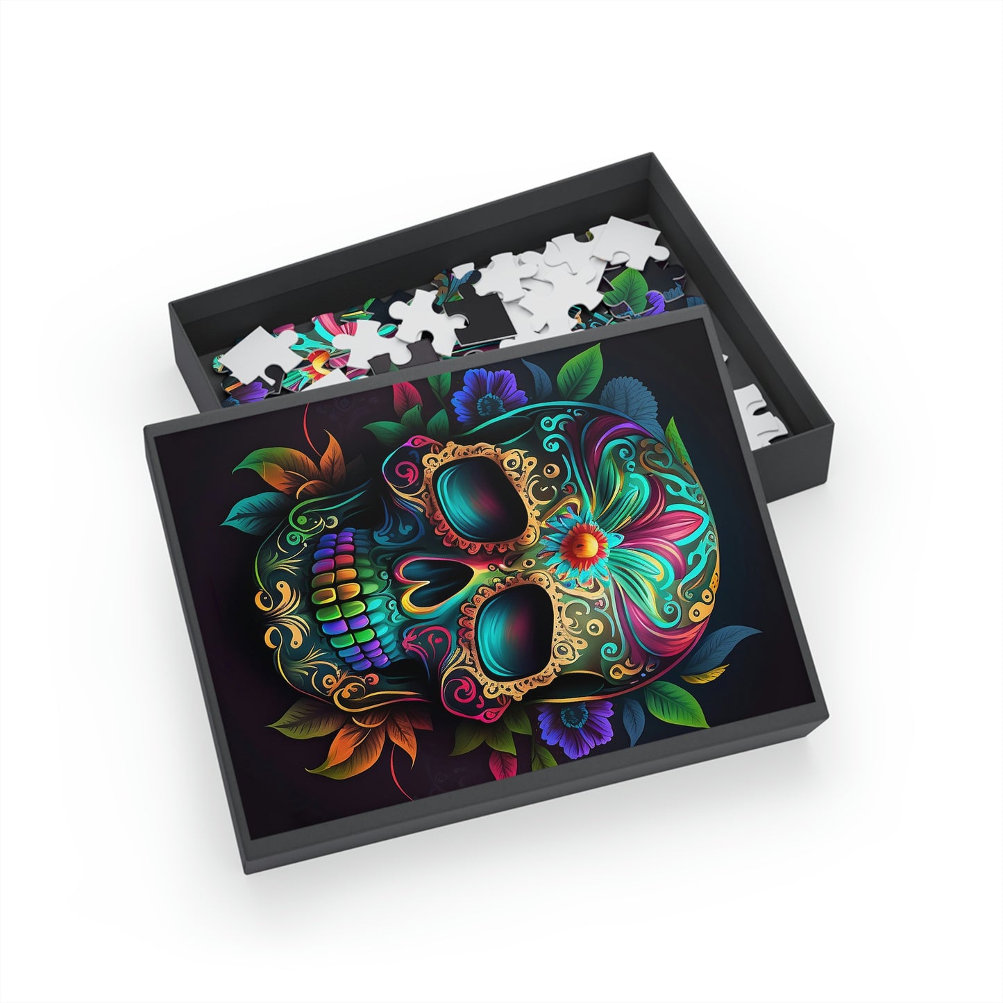 Flowered Sugar Skull Puzzle (96, 252, 500, 1000-Piece)