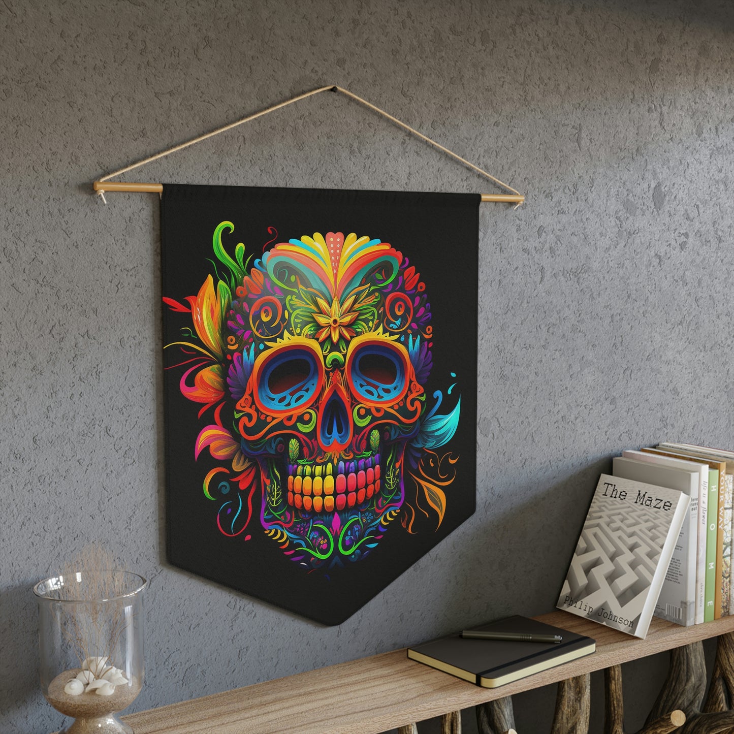 Neon Sugar Skull Pennant