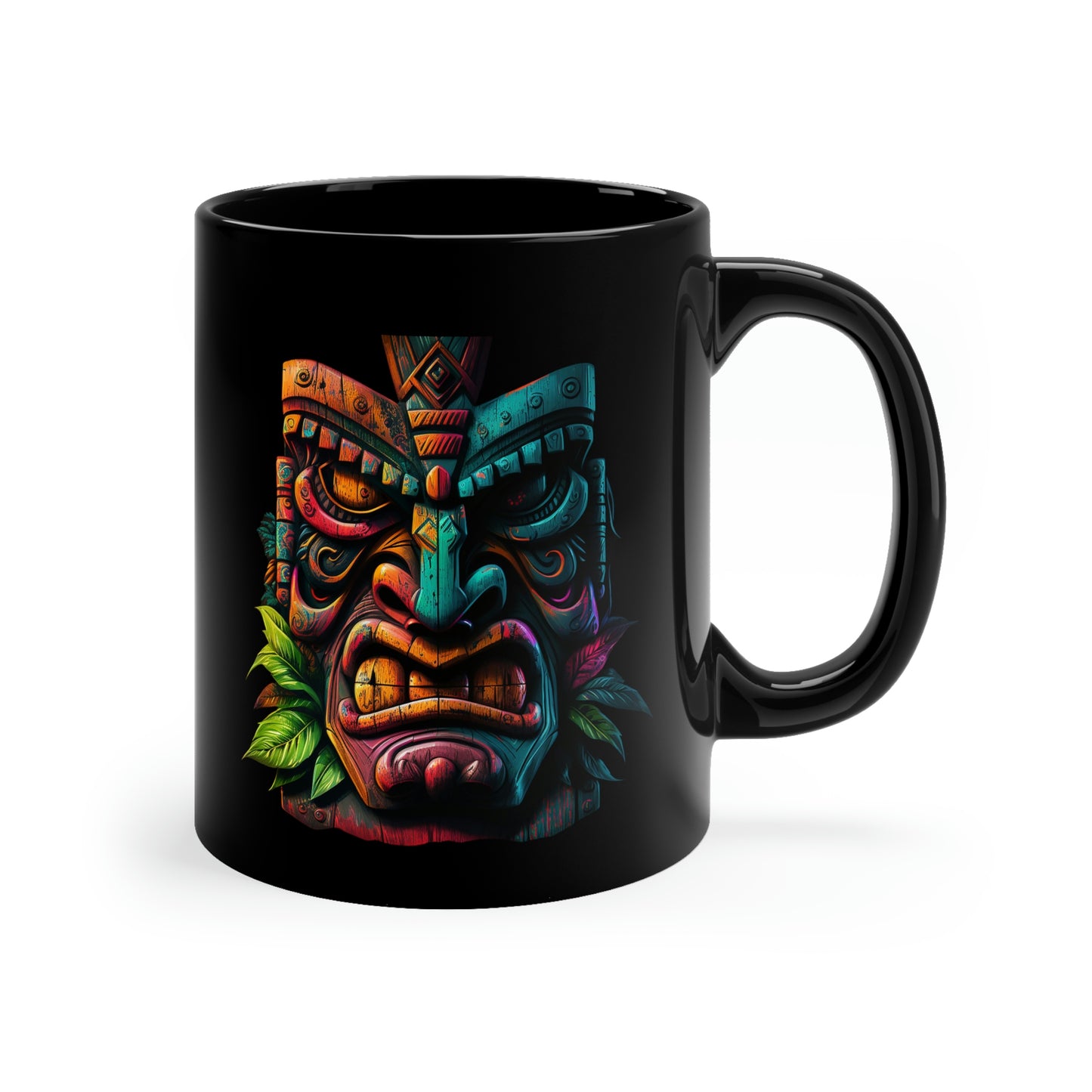 Two Face Tiki 11oz Black Mug