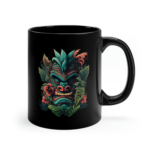 Green Tiki 11oz Black Mug