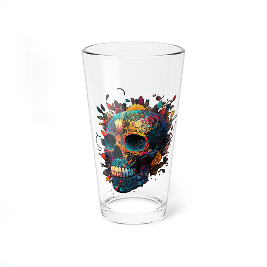 Blue Sugar Skull Mixing Glass, 16oz