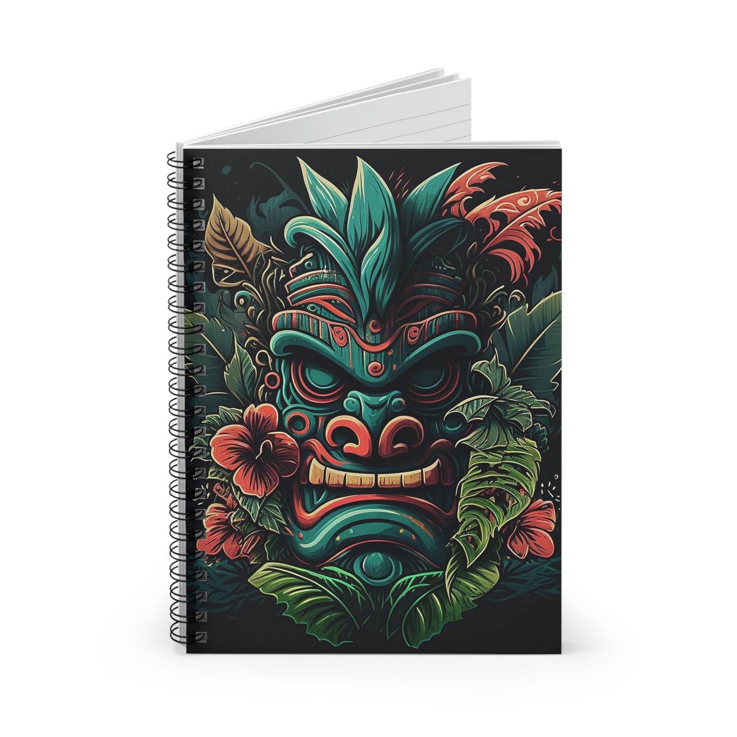 Green Tiki Spiral Notebook - Ruled Line