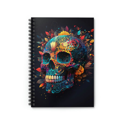 Blue Sugar Skull Spiral Notebook - Ruled Line