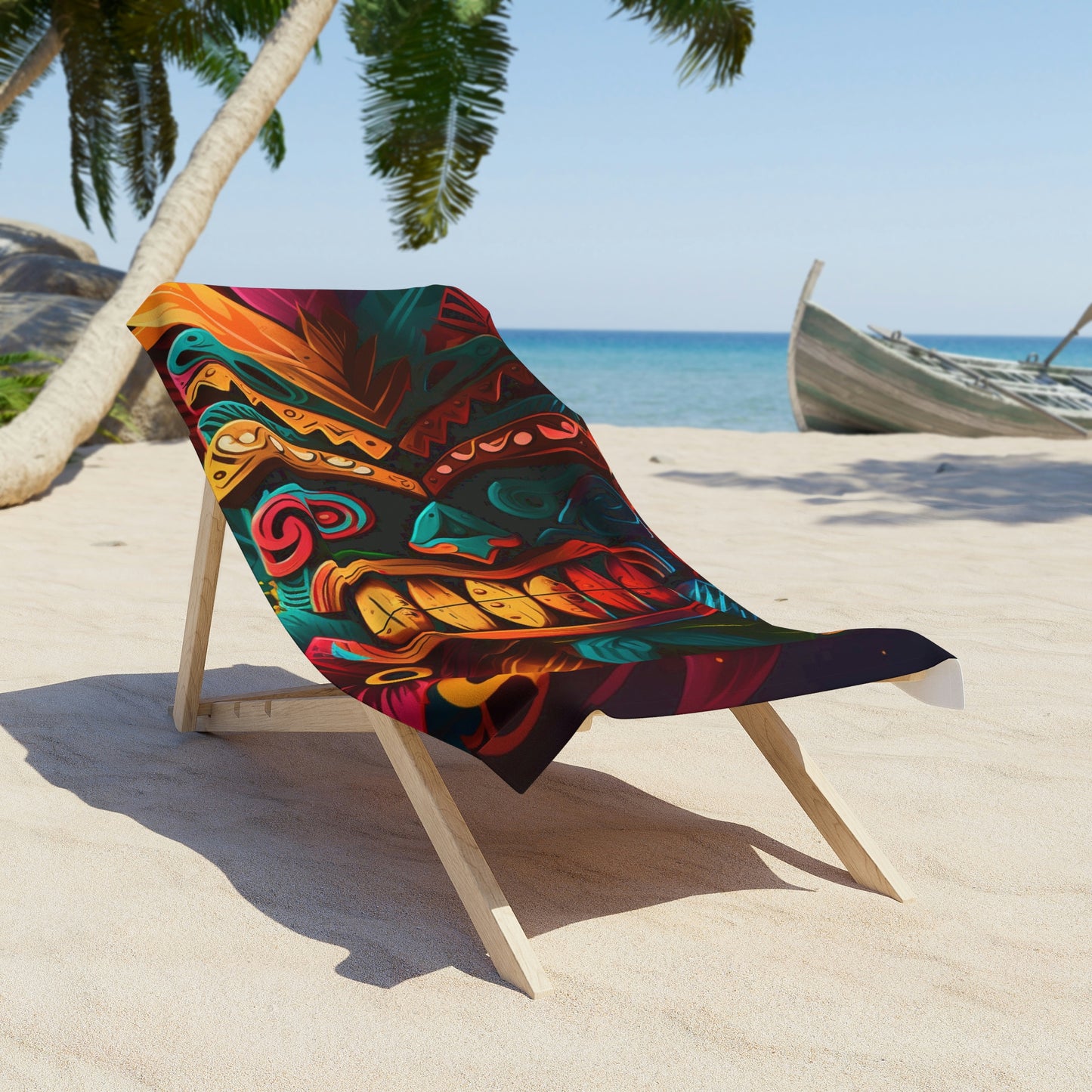 Feathered Tiki Beach Towel