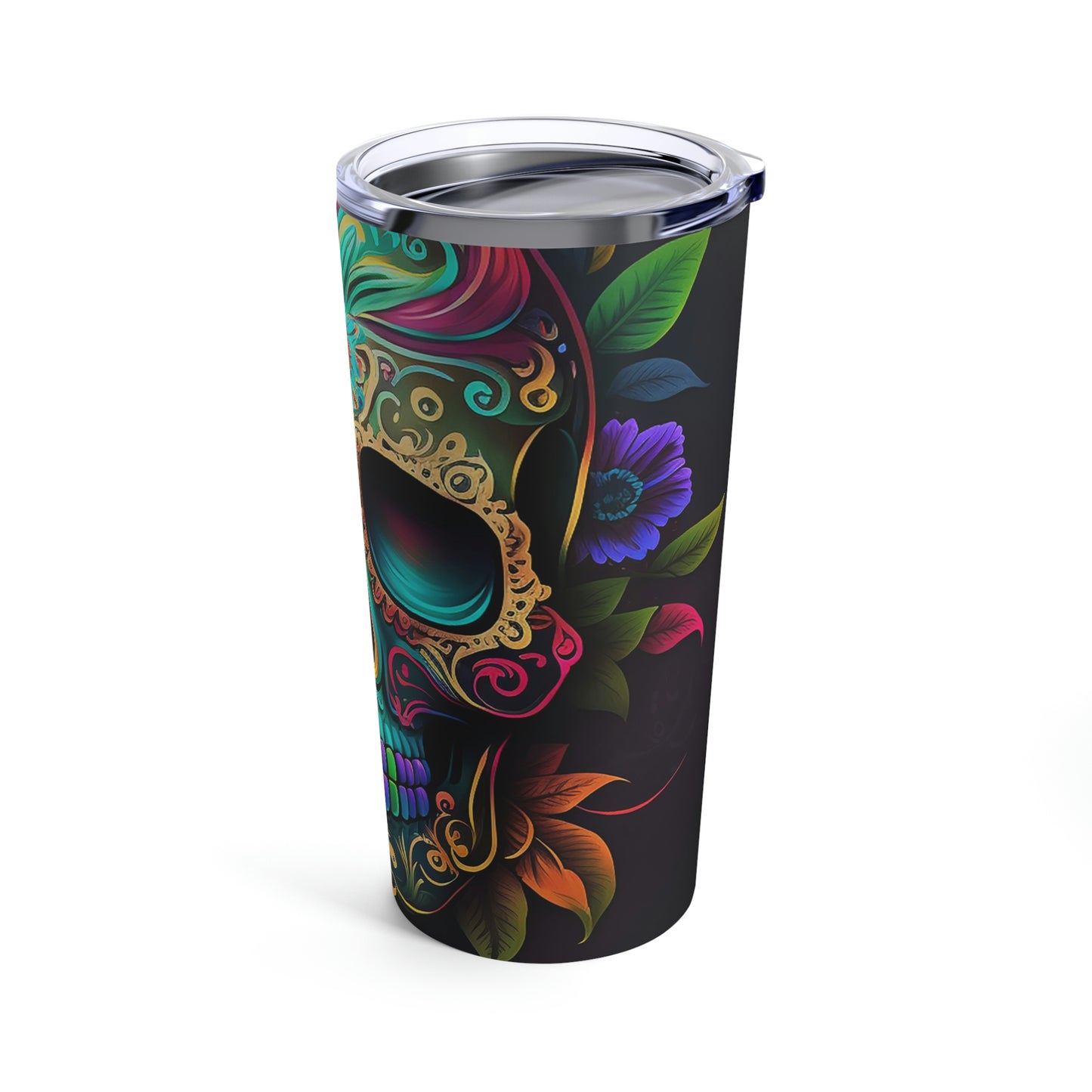 Flowered Sugar Skull Tumbler 20oz