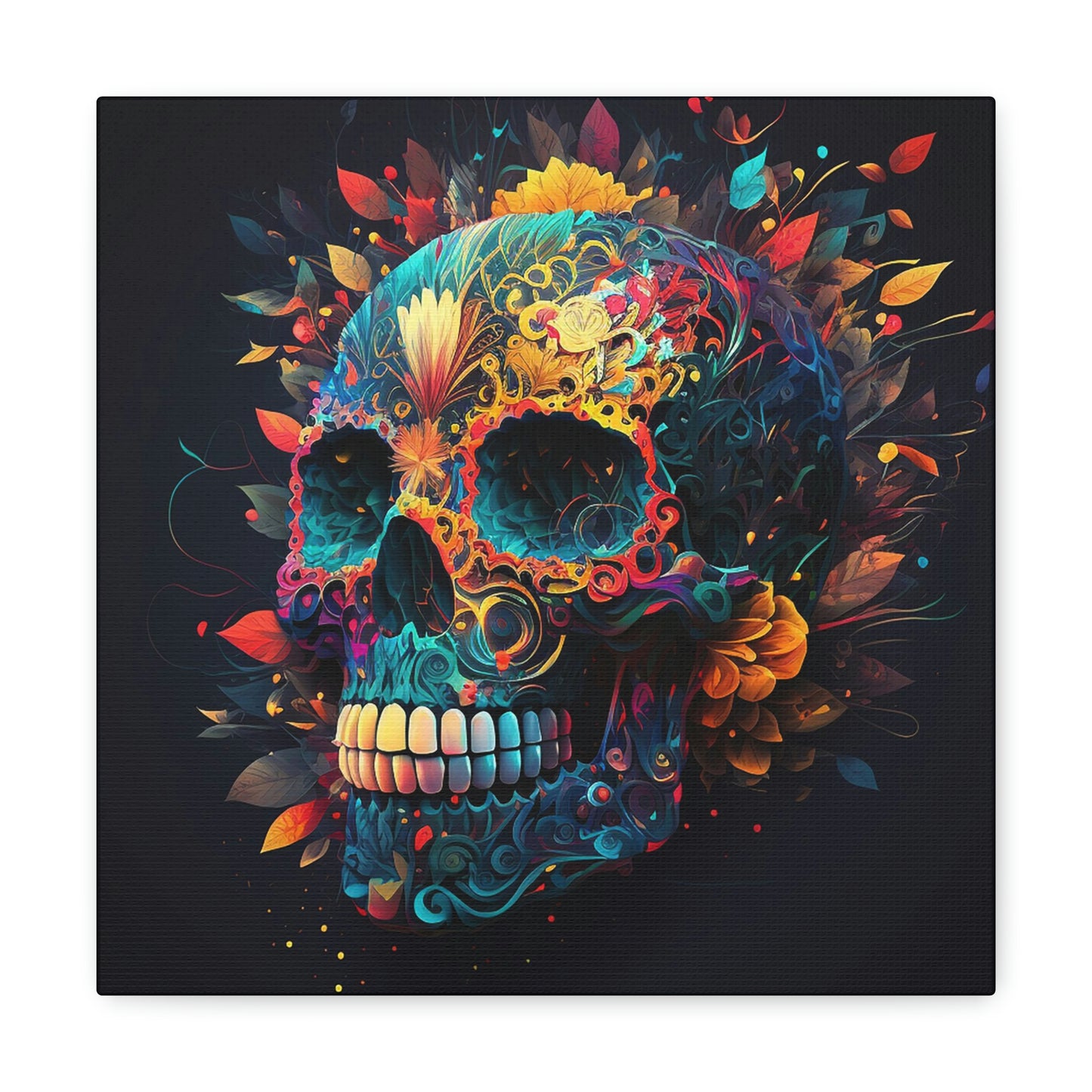 Blue Sugar Skull Canvas Gallery Wraps